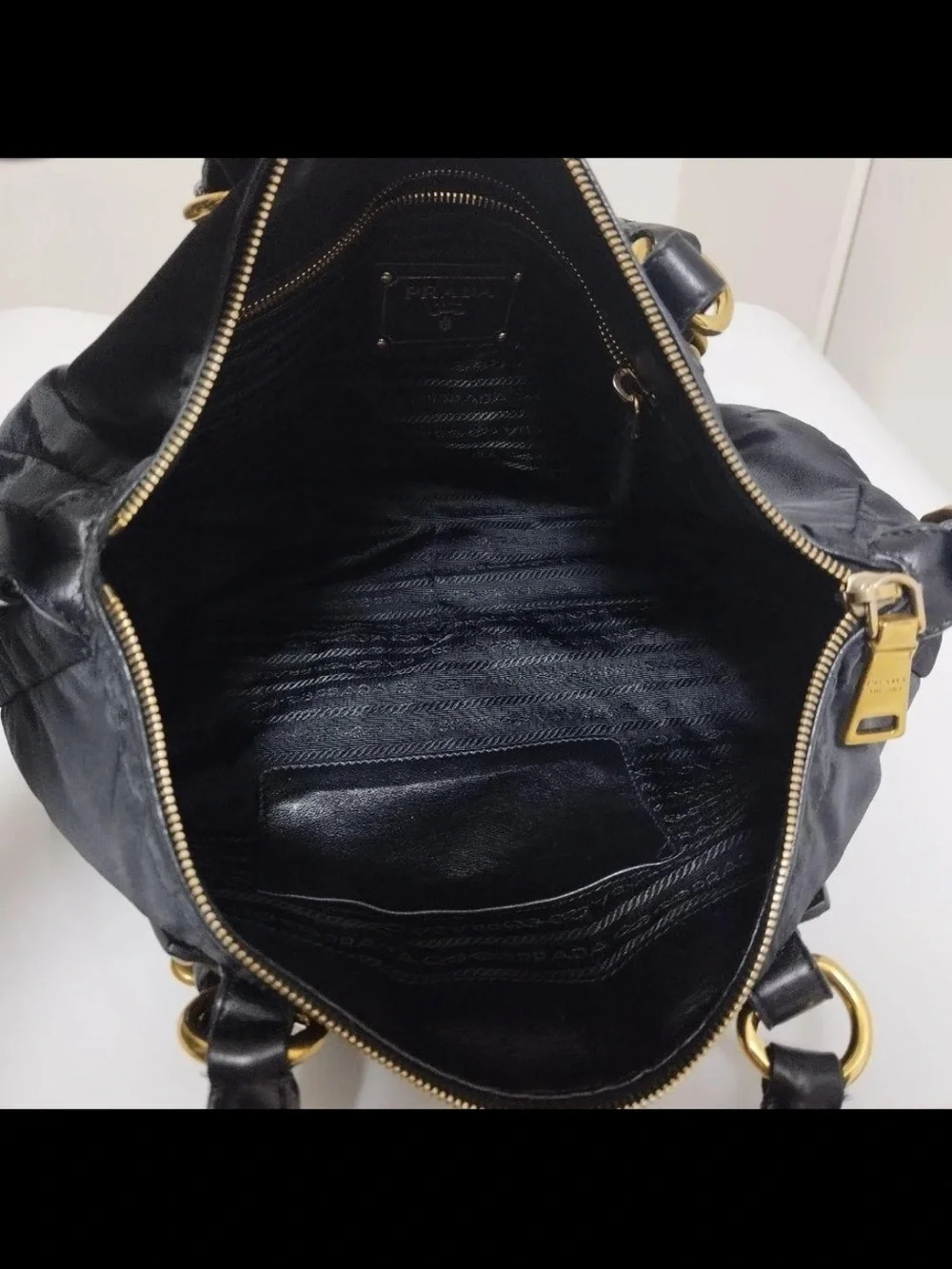Prada Black Nylon Tote with Leather Accents